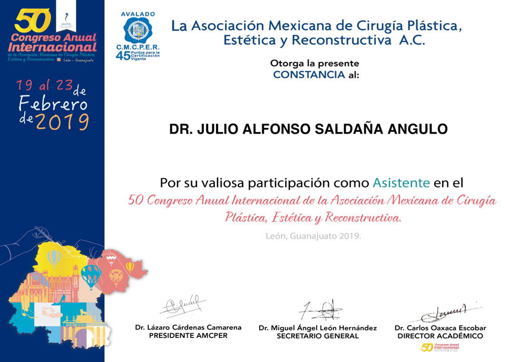 Congreso anual Internacional de la Asociación Mexicana de Cirugía Plástica, Estetica y Reconstructiva.